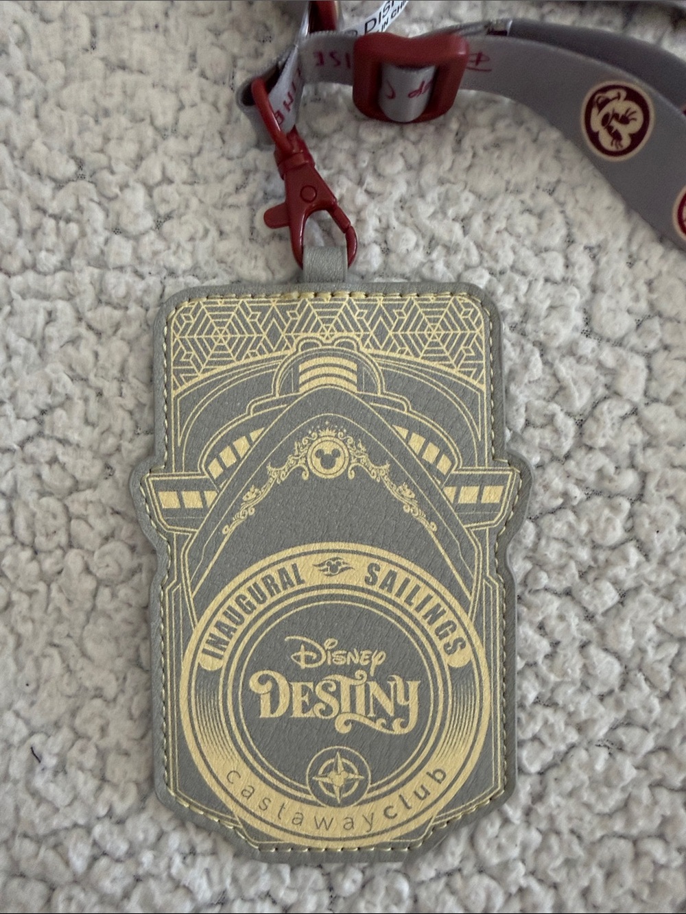 Disney Destiny Inaugural Sailing Gray Castaway Club Lanyard/Luggage Tag